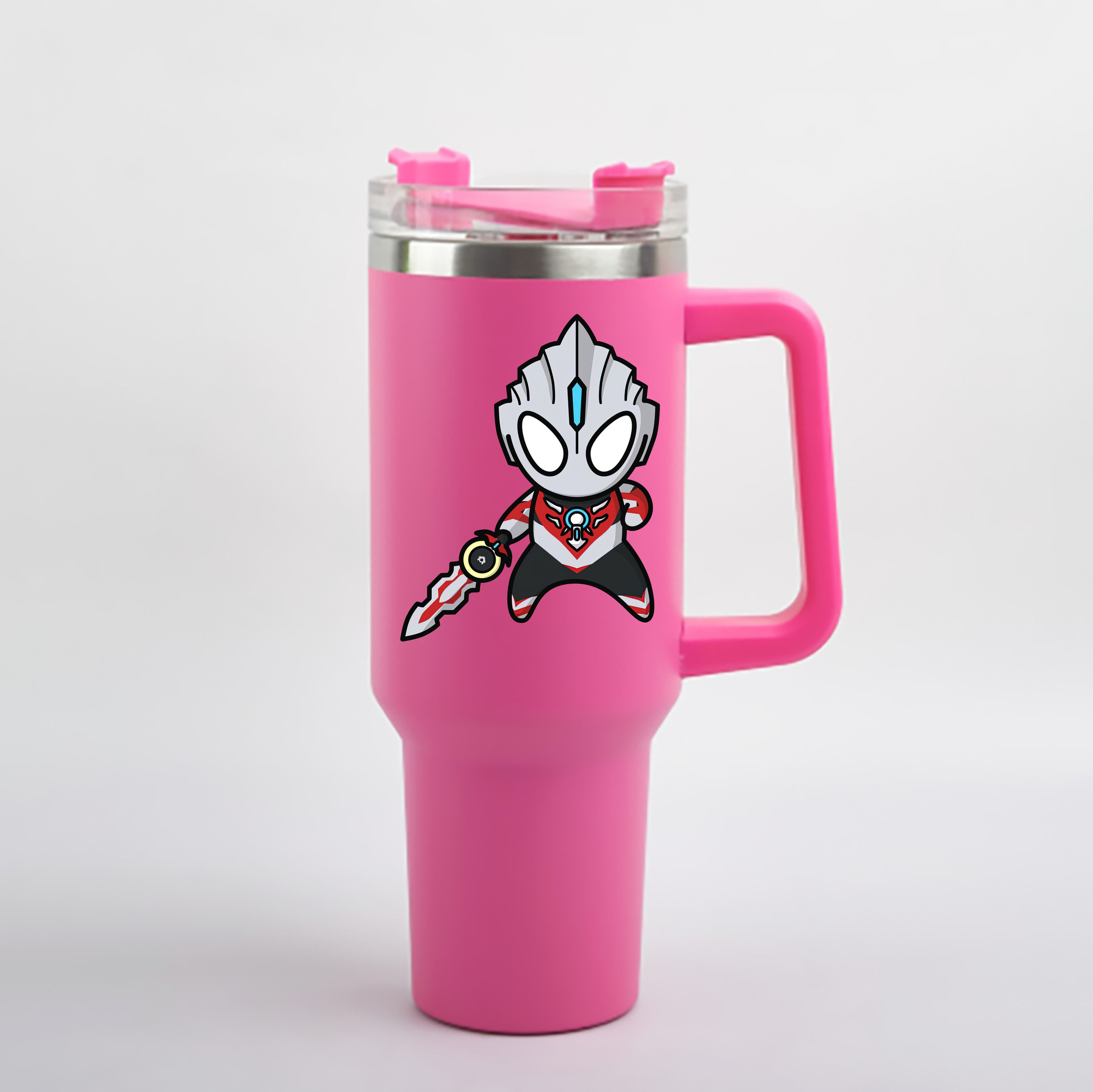 （画像用） ウルトラマン Ultraman 1200mL車用タンブラー - クリスタルステッカー（プラスチックストロー付き）